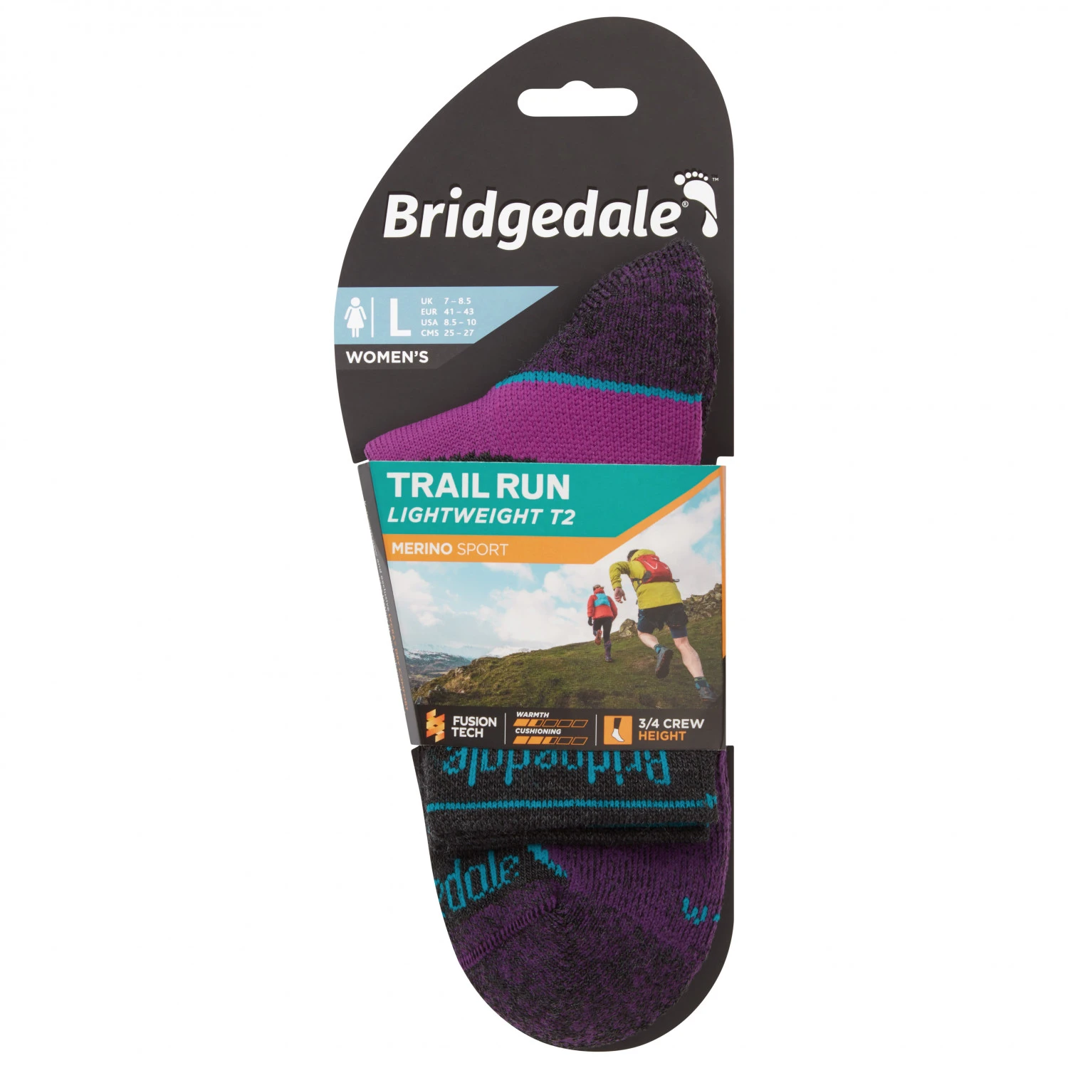 Bridgedale - Women's Trail Run Lightweight Merino Sport 3/4 Crew I - Chaussettes De Running 3 Bridgedale - Women's Trail Run Lightweight Merino Sport 3/4 Crew I - Chaussettes De Running – Image 3
